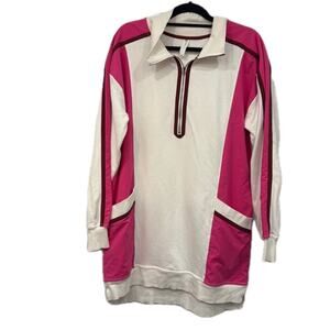 Anthropologie Pink and White Midi Dress